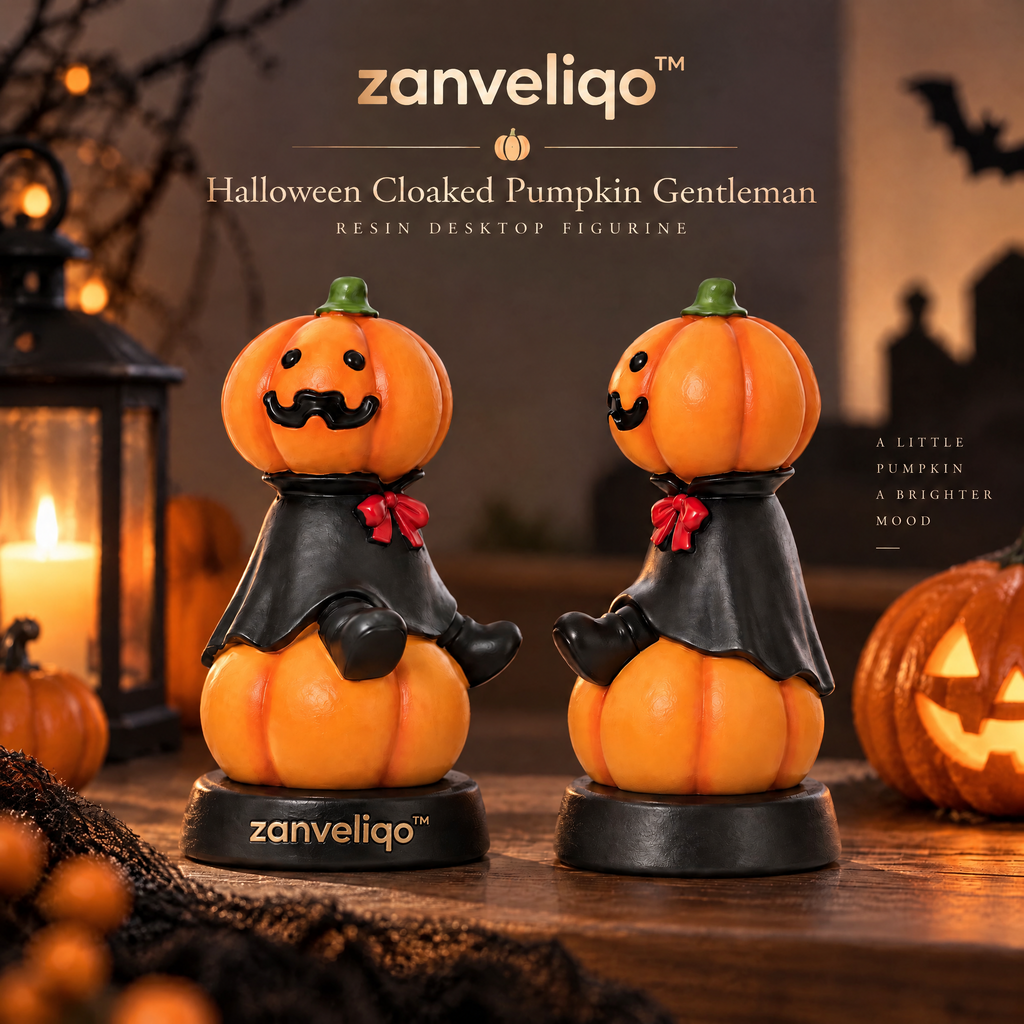 zanveliqo™ Halloween Cloaked Pumpkin Gentleman Resin Desktop Figurine