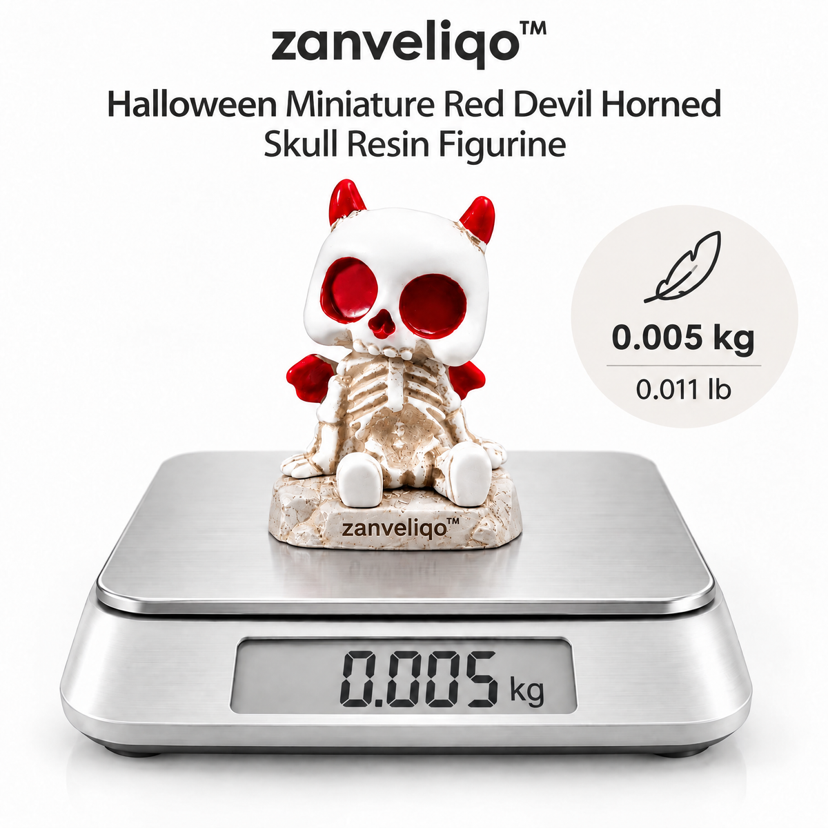 zanveliqo™ Halloween Miniature Red Devil Horned Skull Resin Figurine