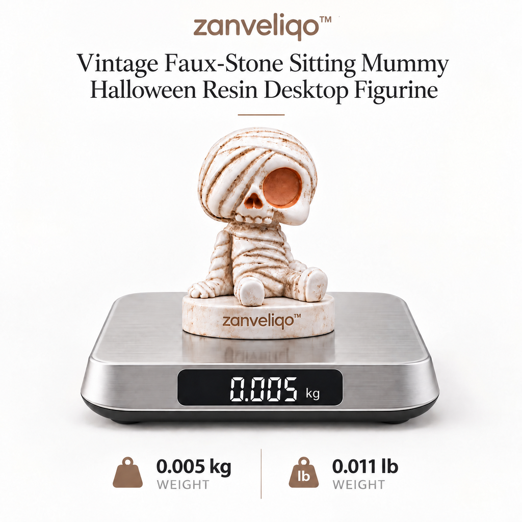 zanveliqo™ Vintage Faux-Stone Sitting Mummy Halloween Resin Desktop Figurine