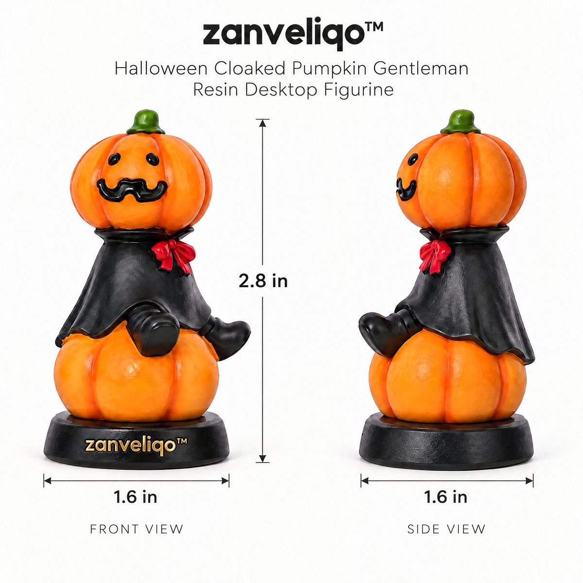 zanveliqo™ Halloween Cloaked Pumpkin Gentleman Resin Desktop Figurine