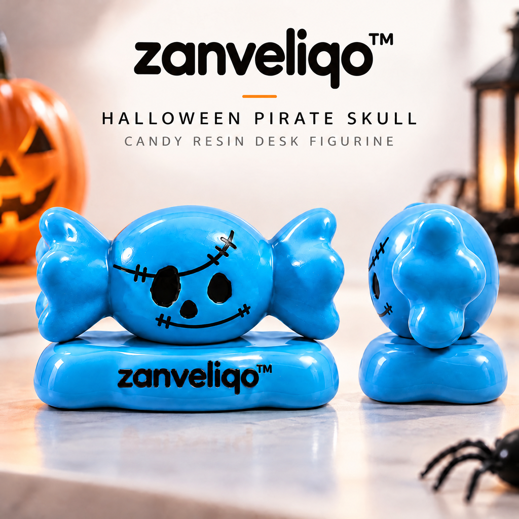 zanveliqo™ Halloween Pirate Skull Candy Resin Desk Figurine
