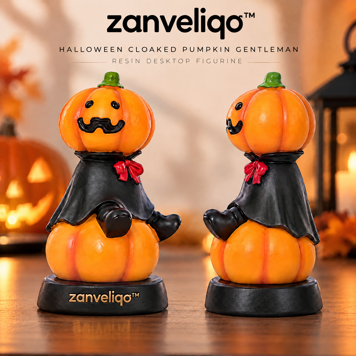 zanveliqo™ Halloween Cloaked Pumpkin Gentleman Resin Desktop Figurine
