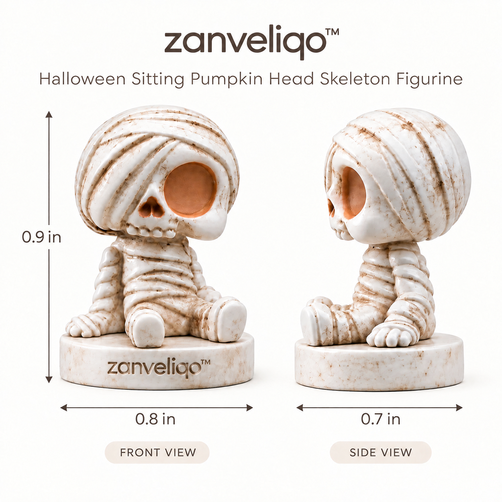 zanveliqo™ Vintage Faux-Stone Sitting Mummy Halloween Resin Desktop Figurine
