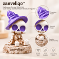 zanveliqo™ Halloween Purple Witch Hat Cute Sitting Skeleton Resin Miniature Figurine