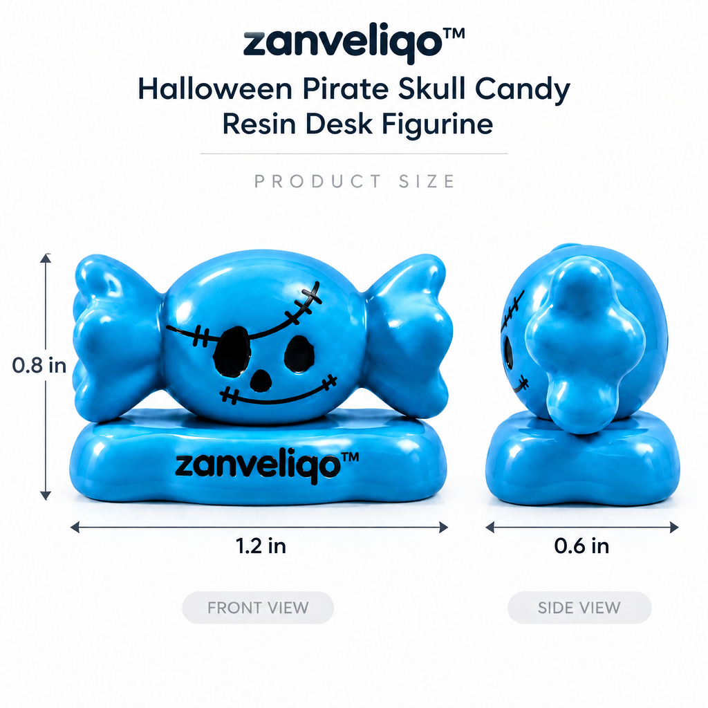 zanveliqo™ Halloween Pirate Skull Candy Resin Desk Figurine