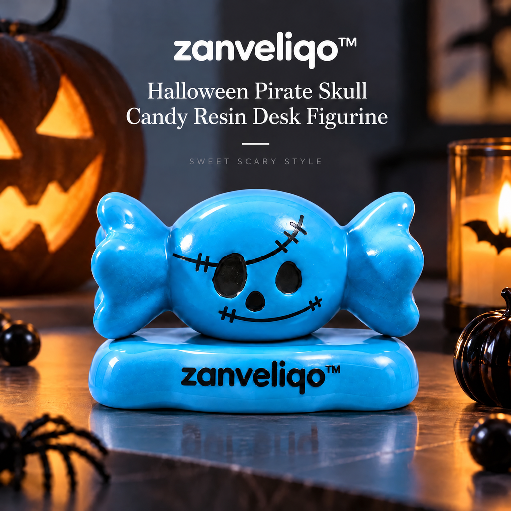 zanveliqo™ Halloween Pirate Skull Candy Resin Desk Figurine