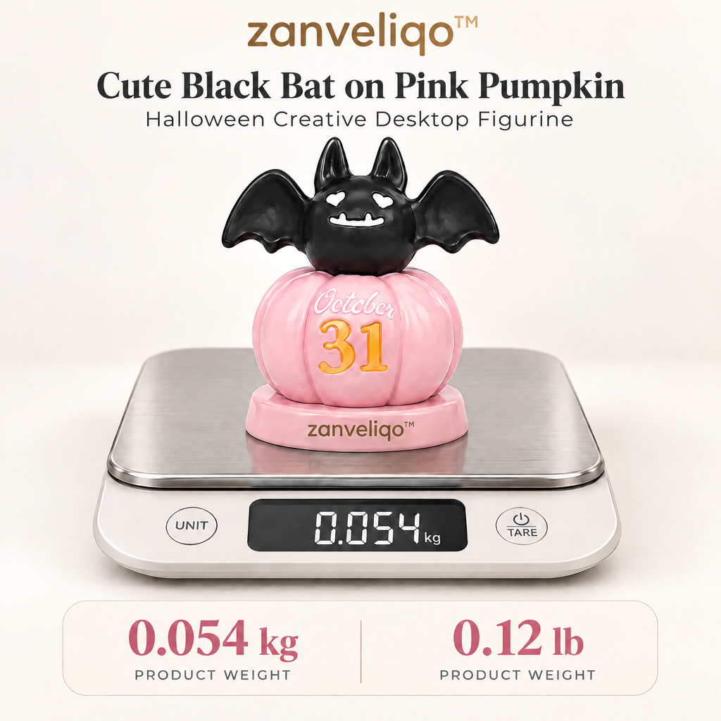 zanveliqo™ Cute Black Bat on Pink Pumpkin Halloween Creative Desktop Figurine
