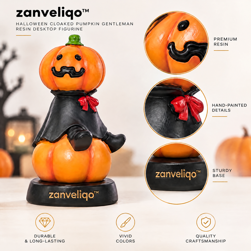 zanveliqo™ Halloween Cloaked Pumpkin Gentleman Resin Desktop Figurine