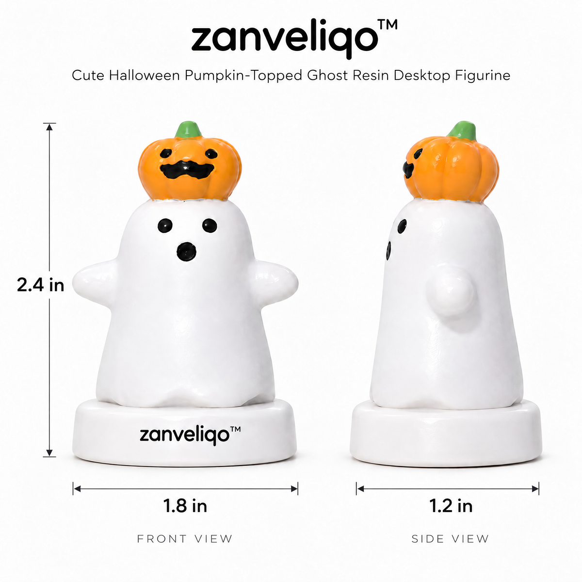 zanveliqo™ Cute Halloween Pumpkin-Topped Ghost Resin Desktop Figurine