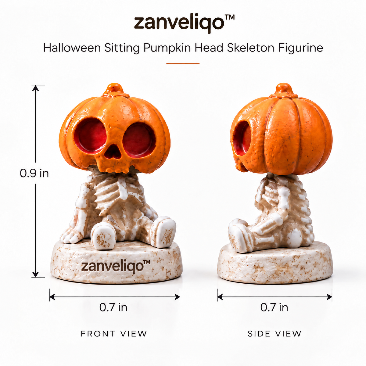 zanveliqo™ Halloween Sitting Pumpkin Head Skeleton Figurine