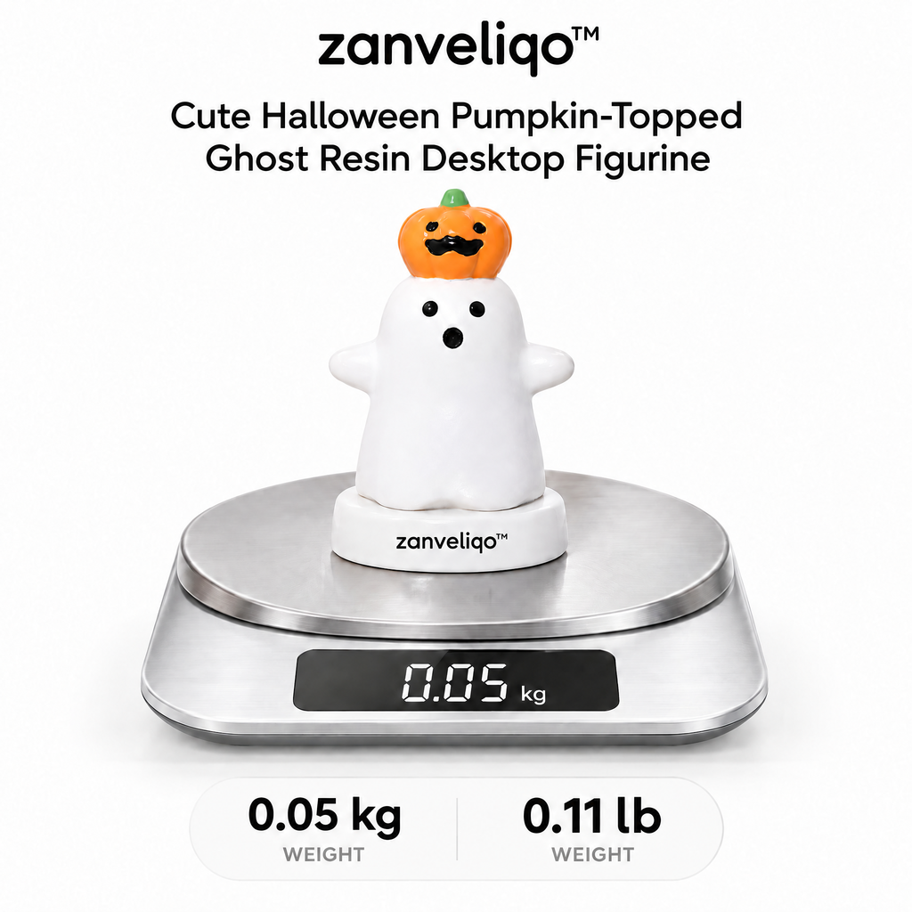 zanveliqo™ Cute Halloween Pumpkin-Topped Ghost Resin Desktop Figurine