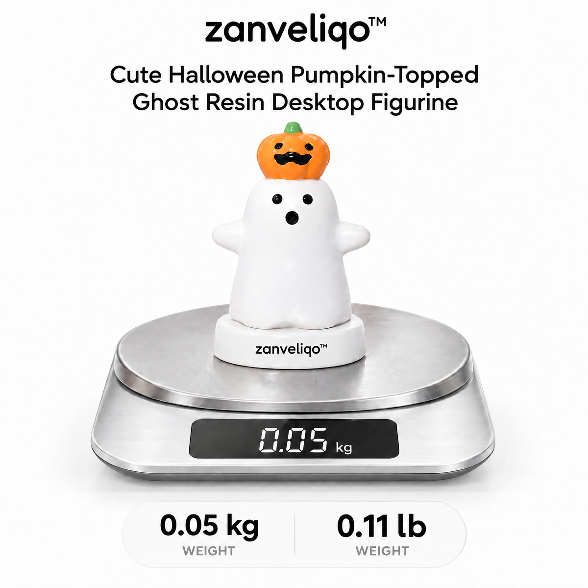 zanveliqo™ Cute Halloween Pumpkin-Topped Ghost Resin Desktop Figurine